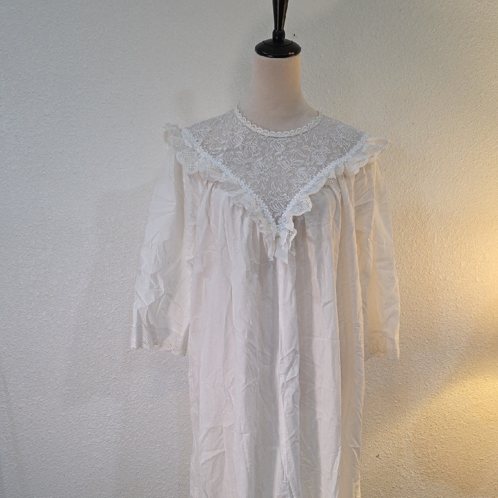 Lanz of Salzburg nightgown White Cotton Dream Long Nightgown Sz L